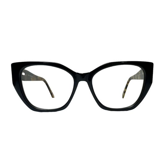 Óculos Feminino Acetato Preto Brilhoso com Haste Tartaruga SUBR66112 C1 53