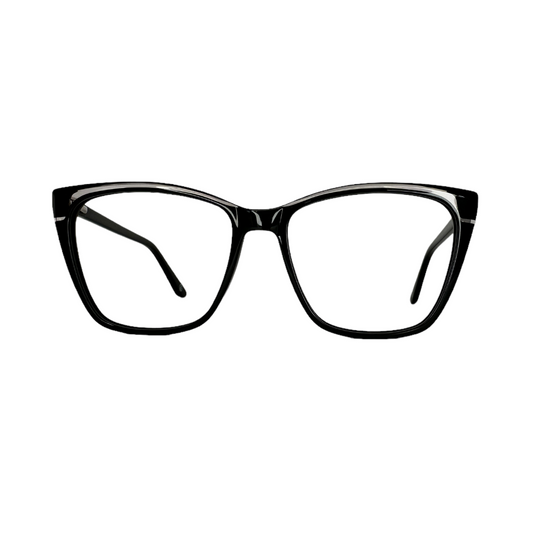 Óculos Feminino Acetato Preto Detalhe Transparente SULQ6095 C7 54